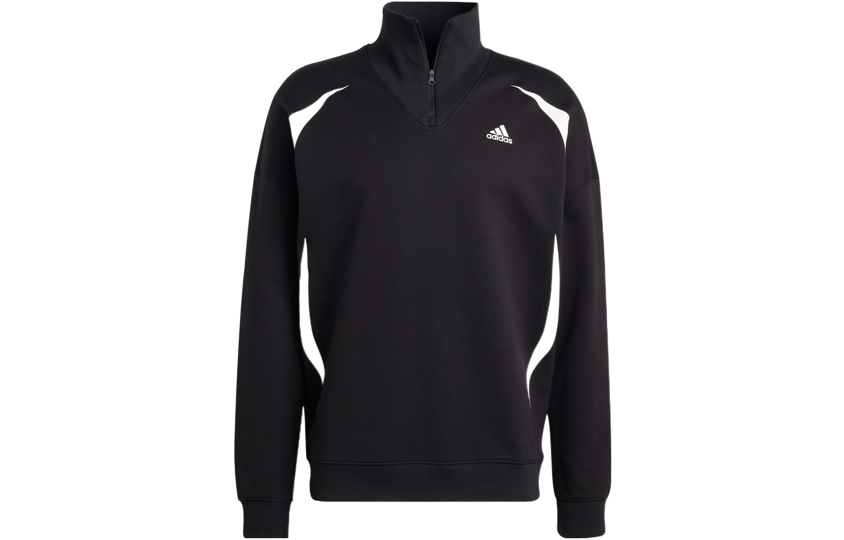 adidas Colorblock Quarter Zip Retro Athletic Colorblock Sweatshirt Black IC3698