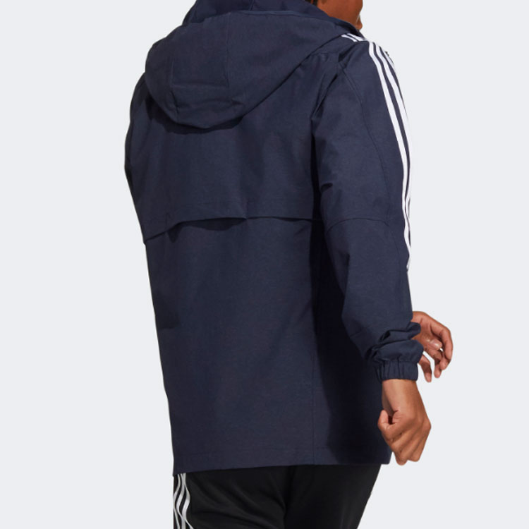 adidas Colorblock Quick-Dry Striped Hoodie Jacket Men Blue Legend Ink HC9956 圖 4