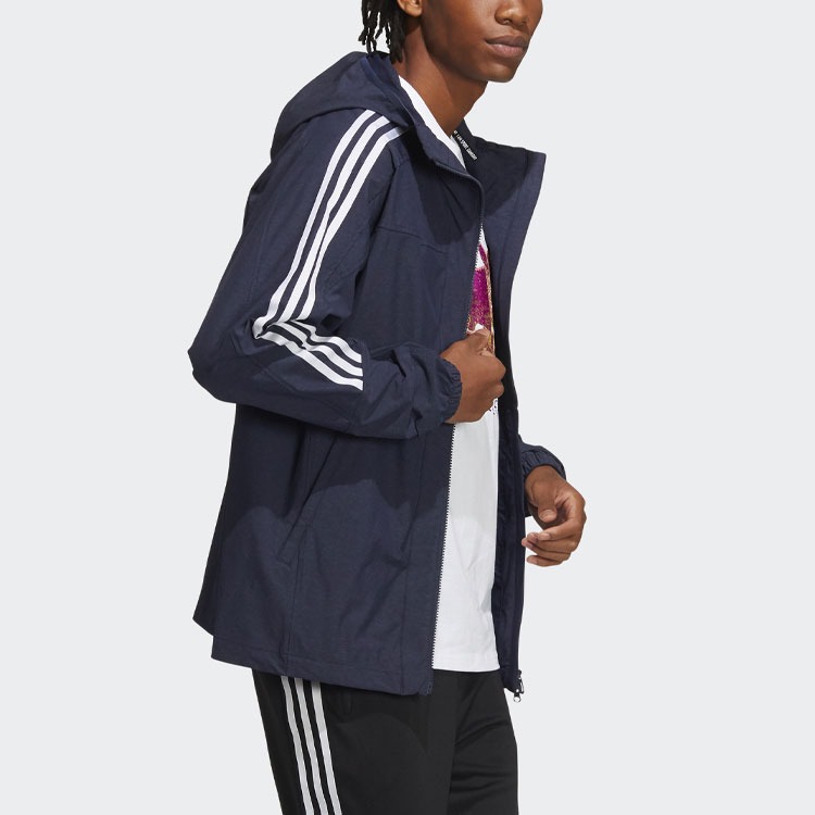 adidas Colorblock Quick-Dry Striped Hoodie Jacket Men Blue Legend Ink HC9956 圖 5