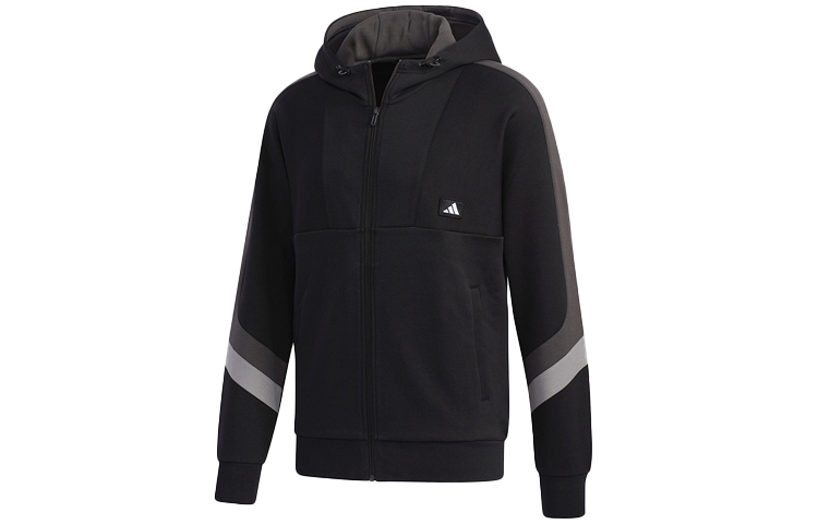 adidas Colorblock Sports Casual Hoodie Jacket - Black GM4430
