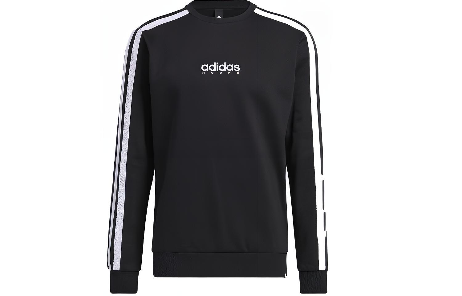 adidas Colorblock Striped Logo Crewneck Sweatshirt Black GN5122