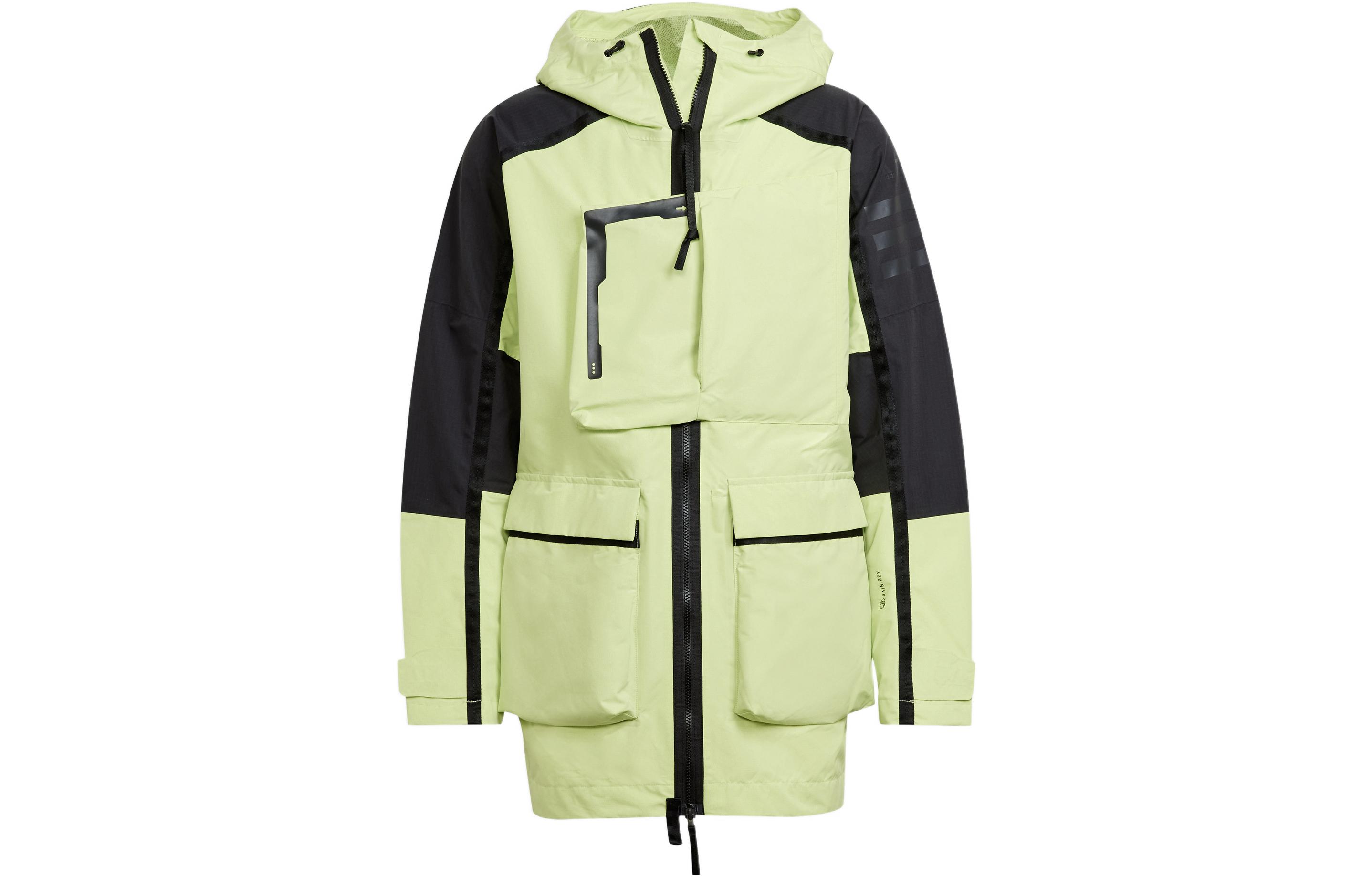 adidas Colorblock Waterproof Hooded Jacket Green H48578