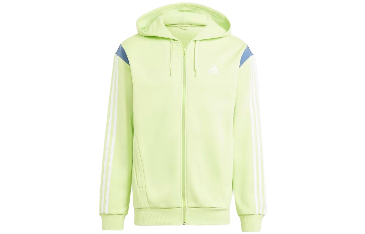 adidas Colourblock Full-Zip Hoodie Green Three-Stripes Design IP2236