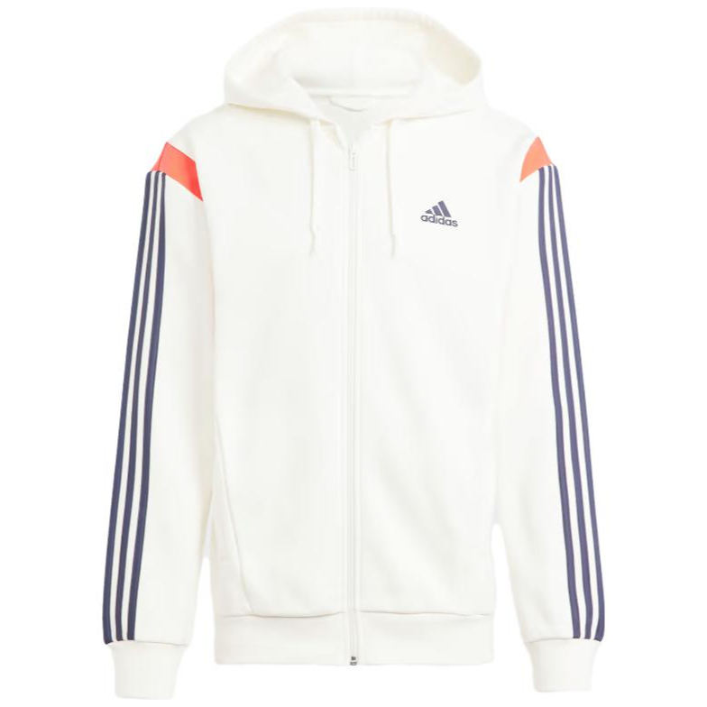 adidas Colourblock Full-Zip Hoodie White 三条纹拼卫衣 IP2235
