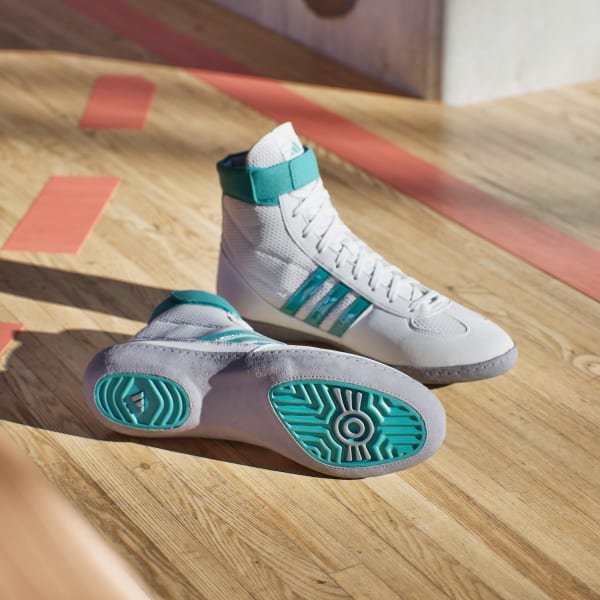 Shop Adidas Combat Speed 4 Zapatos de Lucha Blanco/Teal Puro/Gris Tres JQ4985
