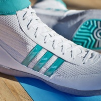 Adidas Combat Speed 4 摔角鞋 雲霧白/純淨青綠/灰三 JQ4985 2