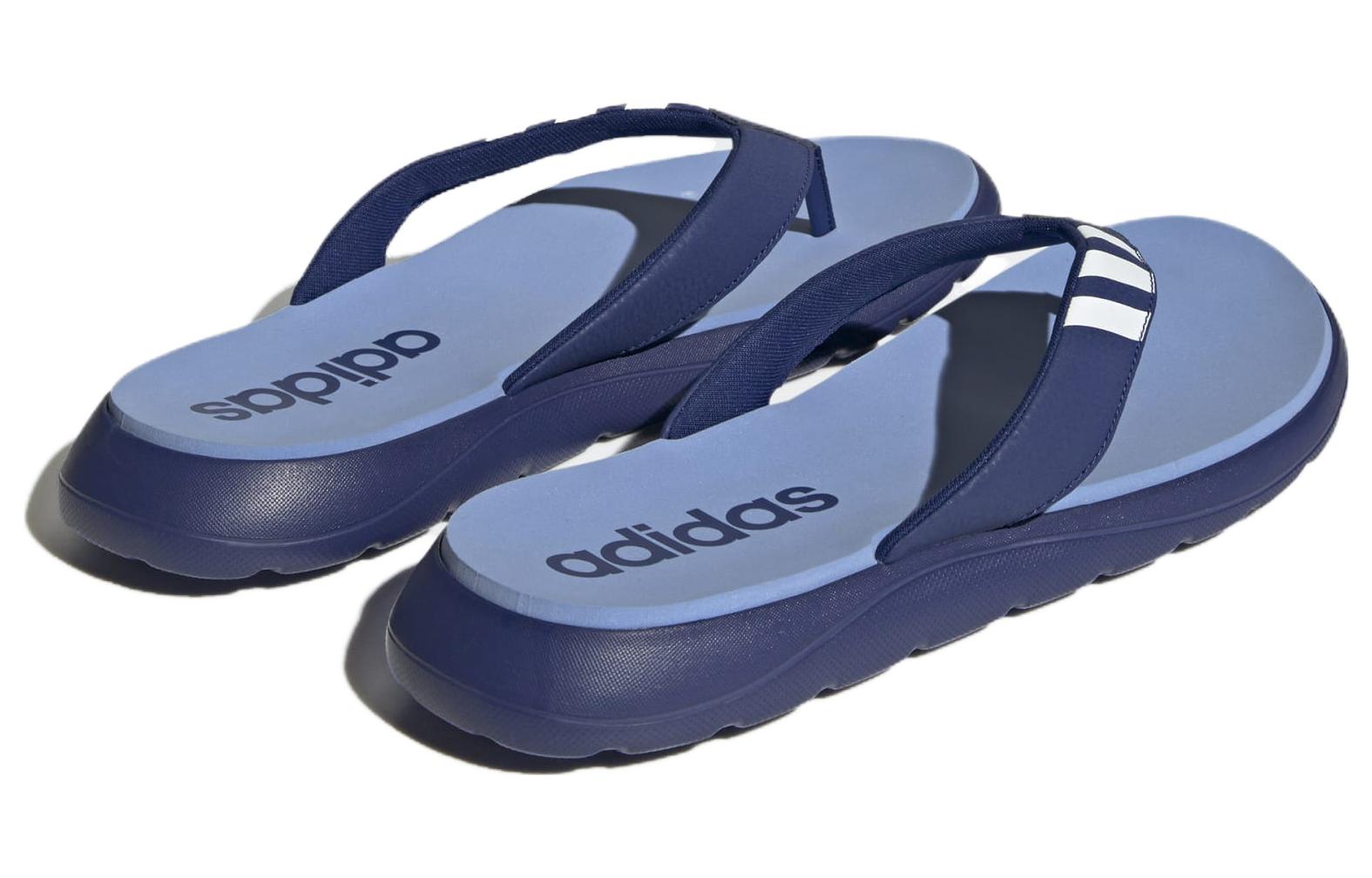 Shop adidas neo Comfort 防滑耐磨人字拖鞋 男款 藍色