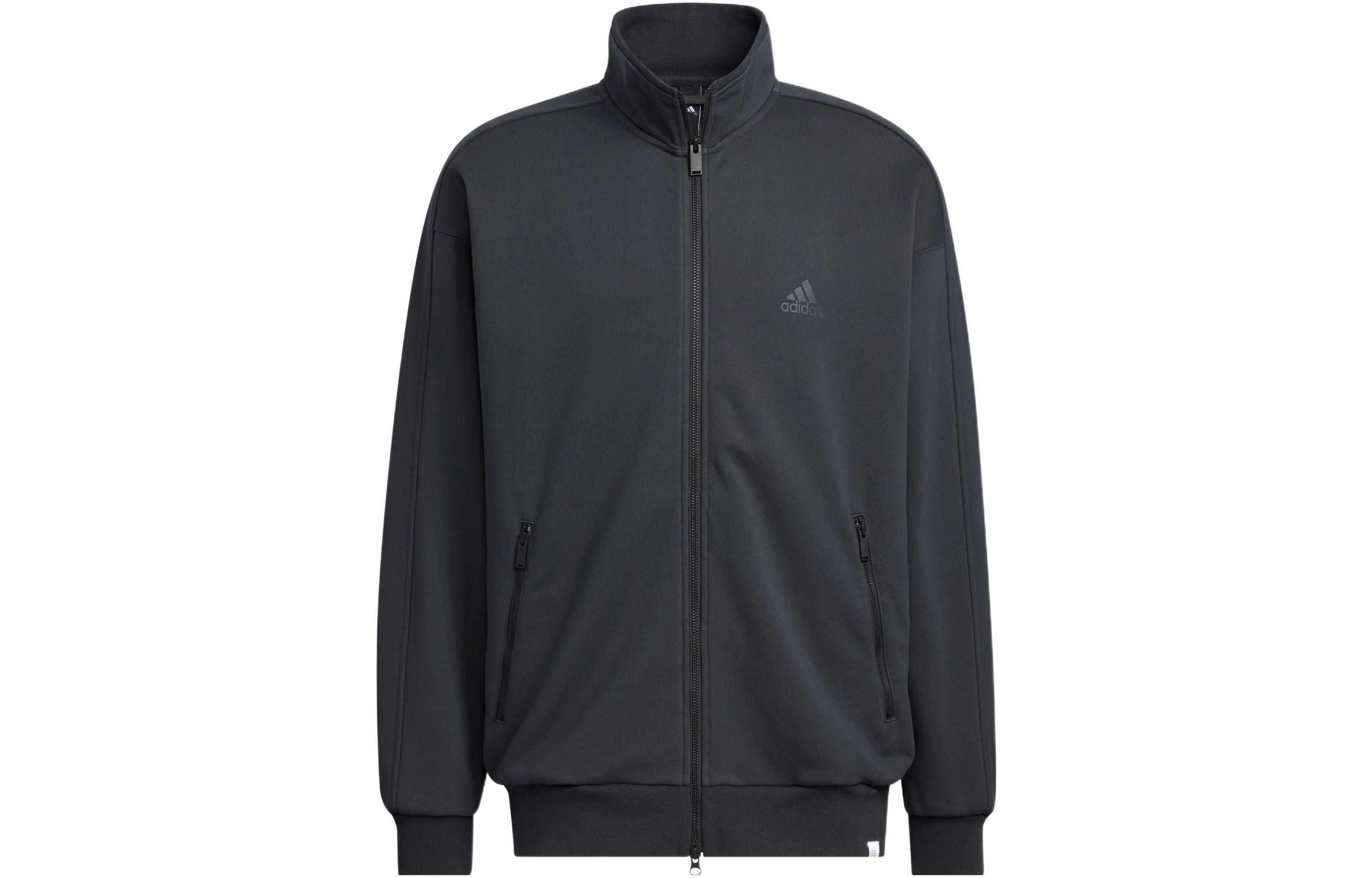 adidas Comfort Track Jacket Logo Full-Zip Carbon Black Jacket IK3464