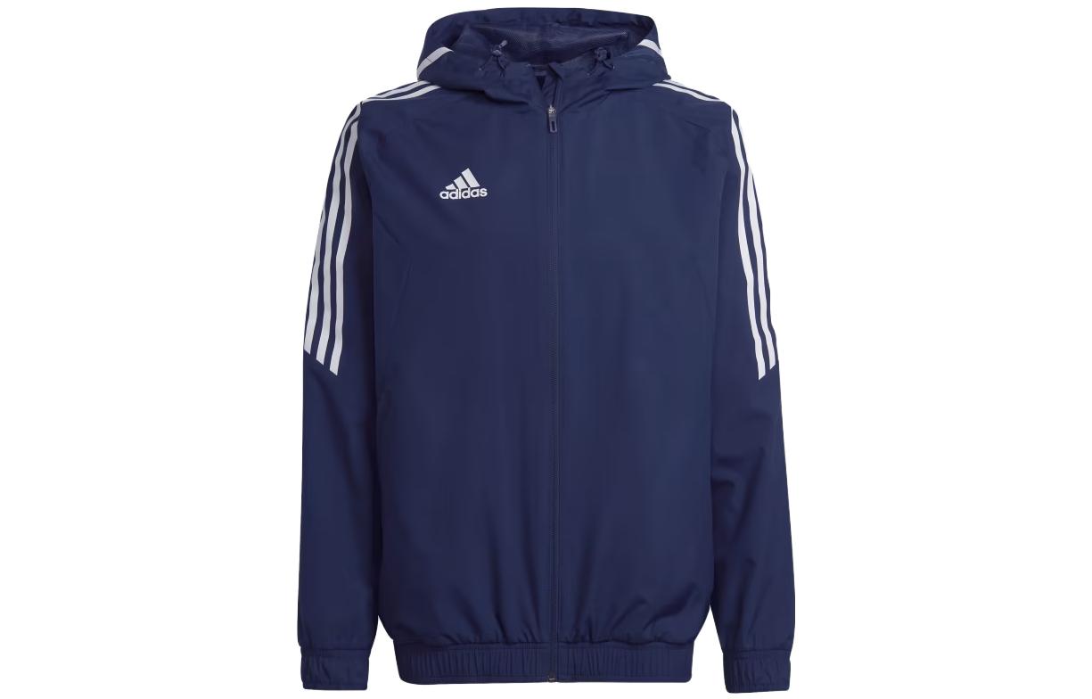 adidas Condivo 22 All-Weather Navy Blue Logo Hooded Jacket - HA6266