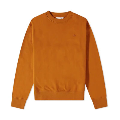 adidas CONTEMPO Crewneck Sweatshirt Tan with Embroidered Logo & Ribbed Hem H09176