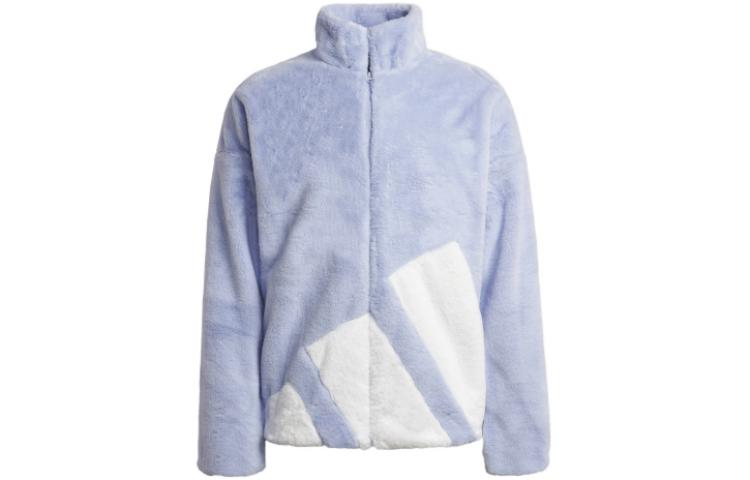 adidas Contrast Logo Faux Fur Jacket Light Purple HI1201