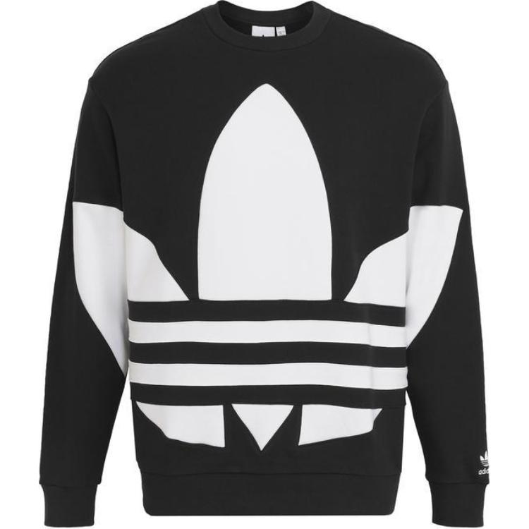 adidas Contrast Logo Graphic Crewneck Sweatshirt in Black IK9158