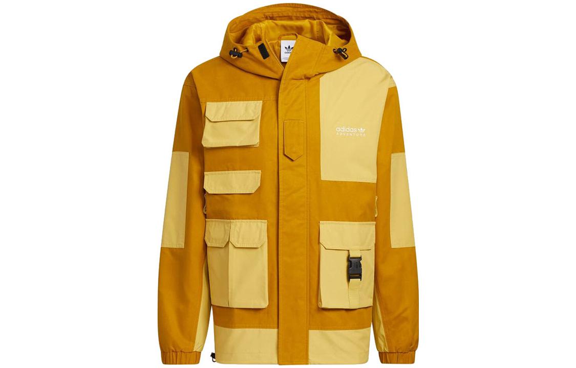 adidas Contrast Multi-Pocket Outdoor Hooded Jacket Yellow HC0354