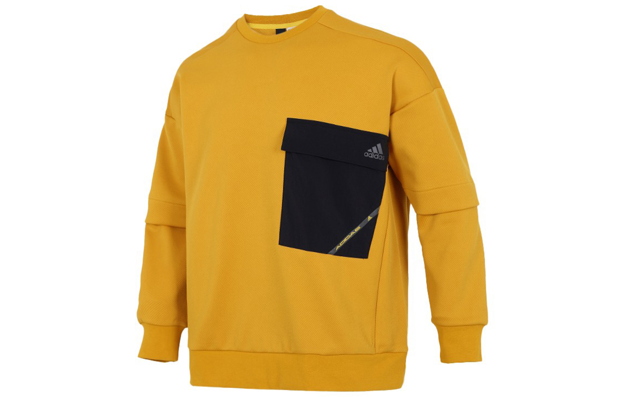 adidas Contrast Pocket Pullover Sweatshirt Men Bright Yellow H39349