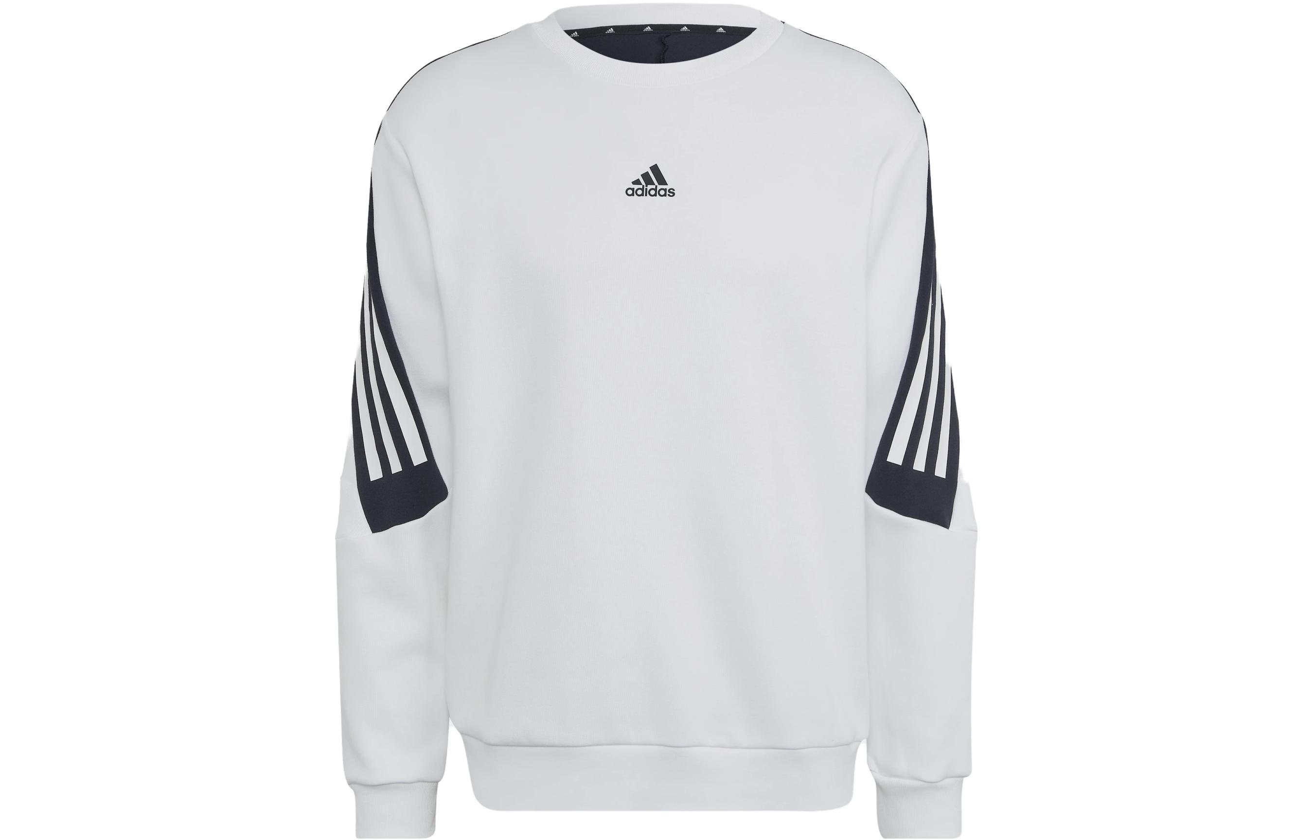 adidas Contrast Stripe Logo Print Sweatshirt White HC5859