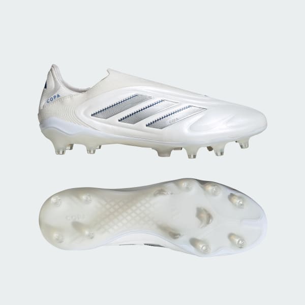Adidas Copa Pure 3 Elite Laceless FG Soccer Cleats for Natural Grass Cloud White/Silver Metallic/Bright Royal