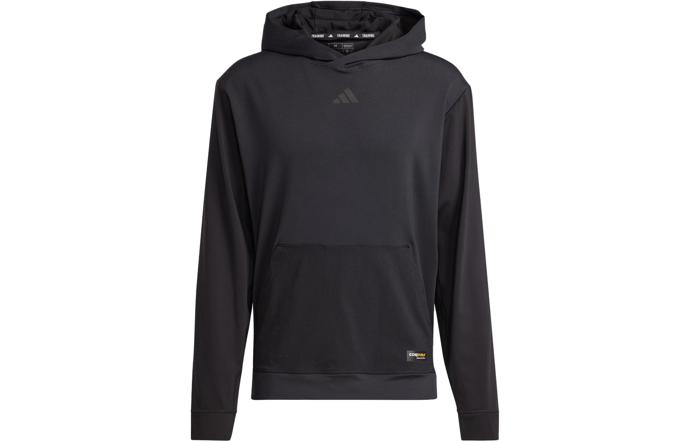 adidas Cordura Black Workout Hoodie with Solid Logo HY0777