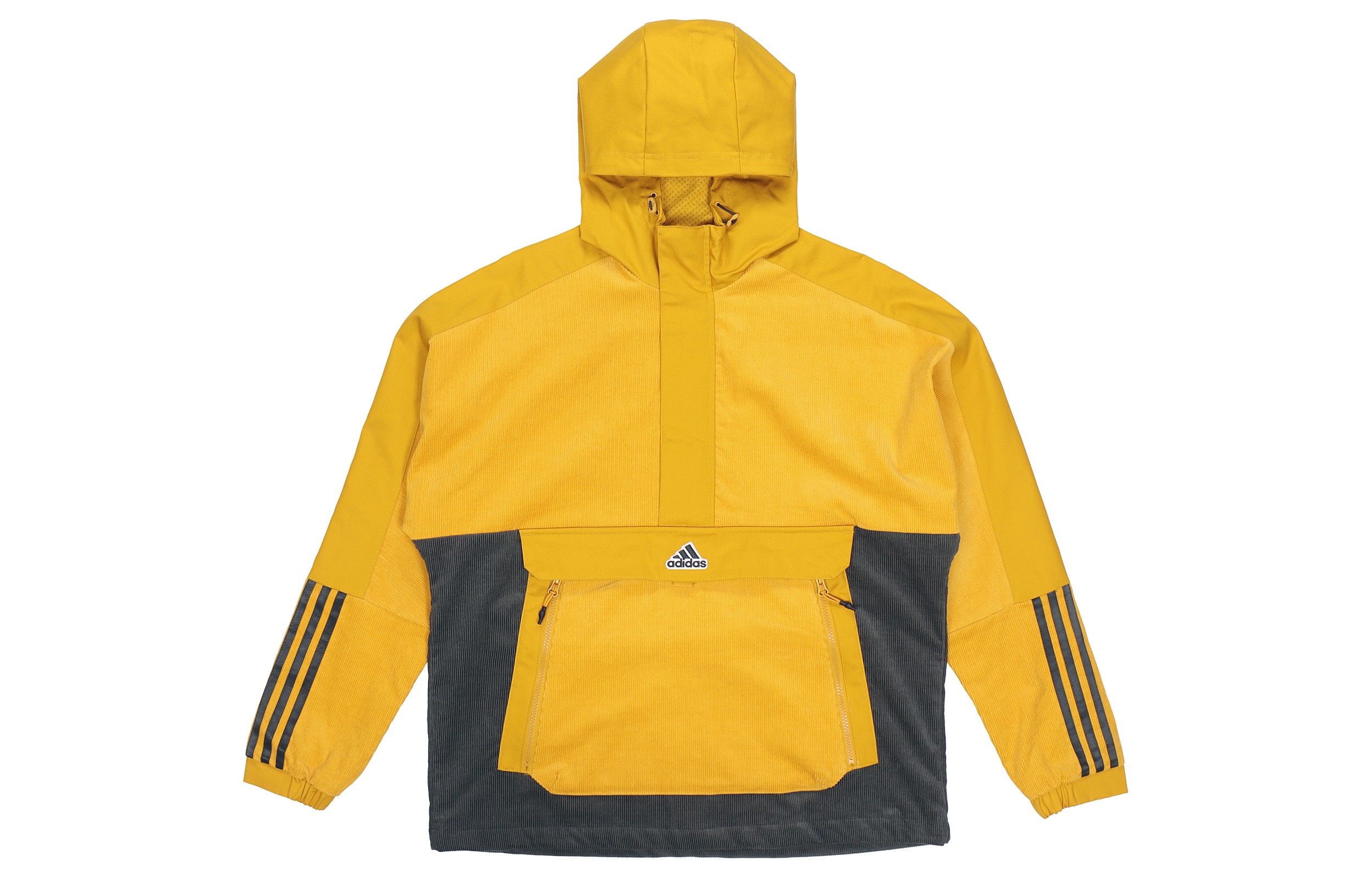 adidas Corduroy M Ank Retro Half-Zip Colorblock Logo Hoodie Jacket Brown HD0366