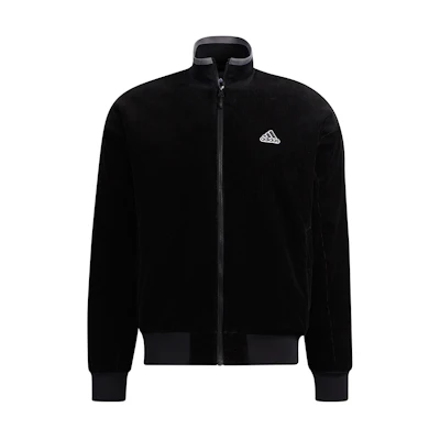 adidas Corduroy M Jacket Black Retro Sports Stand Collar Casual Wear HD0360