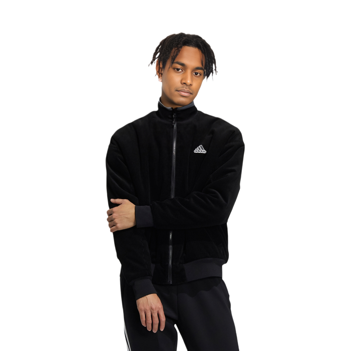 Lookbook adidas Corduroy M Jacket Black Retro Sports Stand Collar Casual Wear HD0360