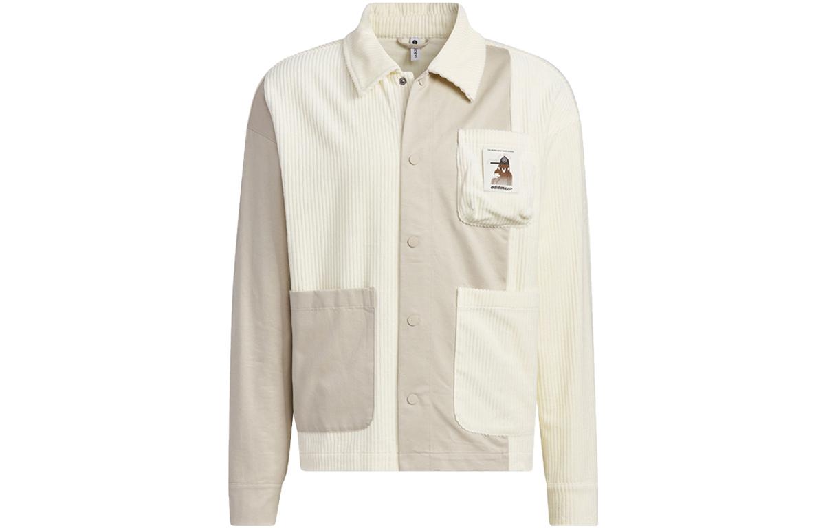 adidas Corduroy Multi-Pocket Jacket Cream/Brown Retro Style IK5085