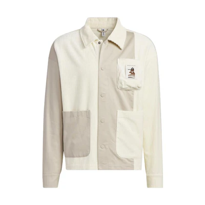 adidas Corduroy Multi-Pocket Jacket Cream/Brown Retro Style IK5085