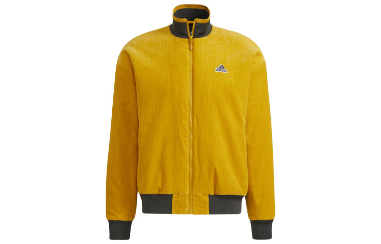 adidas Corduroy Retro Warm Sports Jacket Yellow Stand Collar Fit HD0361 圖 2