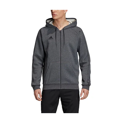 adidas Core18 Full Zip Hoodie Jacket Gray with Logo Print FT8070