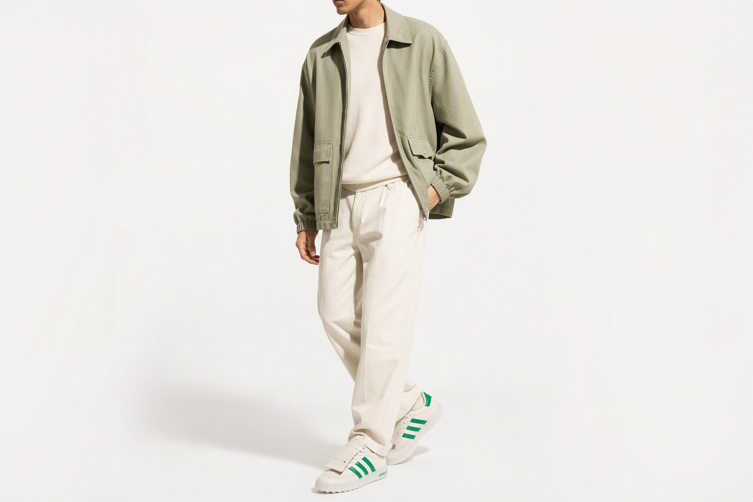 Order adidas Coursecup 無釘高爾夫球鞋「粉筆白綠」 IH8436