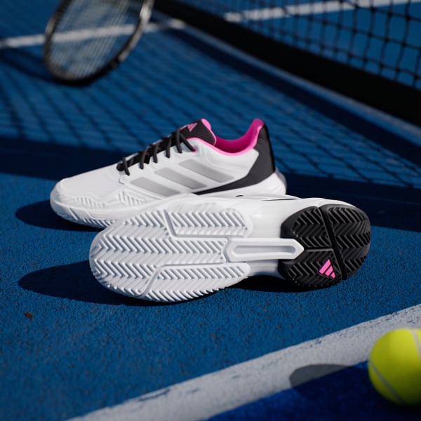 Lookbook アディダス コートジャム コントロール 3 クラウドホワイト/シルバーメタリック/ルシッドピンク JH5136