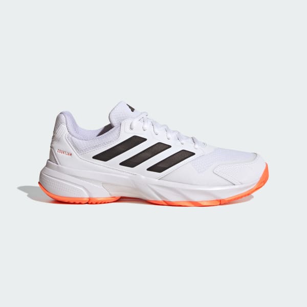 adidas Courtjam Control 3 Tennis Shoes Cloud White/Core Black/Lucid Orange KJ3699