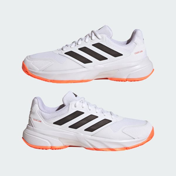 Sizing adidas Courtjam Control 3 Scarpe Tennis Bianche/Nere/Arancione Lucido KJ3699