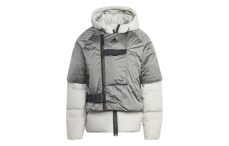 adidas CR Outdoor Insulated Hooded Down Jacket in Metallic Gray FT2420