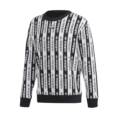 adidas D Crew Colorblock Striped Logo Sweatshirt Black/White FM2292
