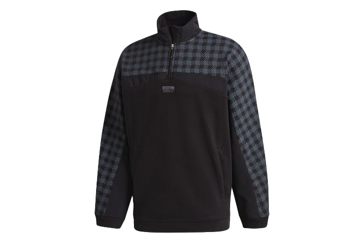 adidas D Sweat Group Half-Zip Plaid Casual Sports Sweatshirt Black GD9322