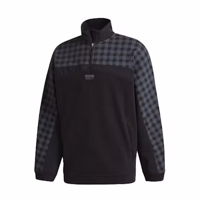 adidas D Sweat Group Half-Zip Plaid Casual Sports Sweatshirt Black GD9322