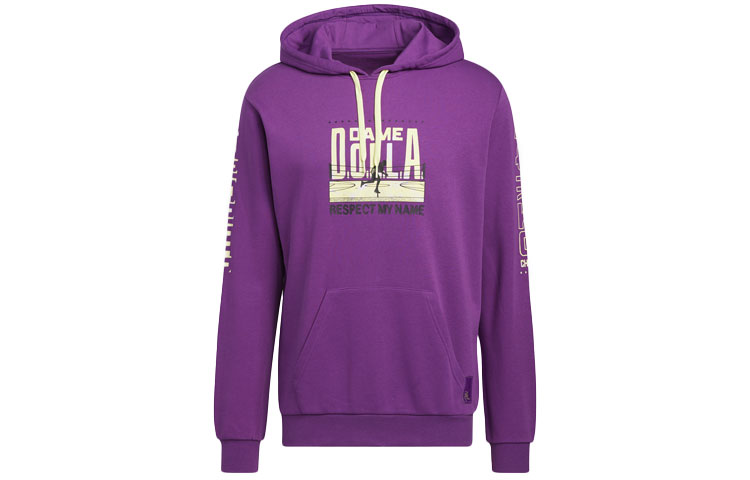 adidas Dame KO Hoodie Graphic Print Basketball Retro Sweatshirt Purple - HG8914