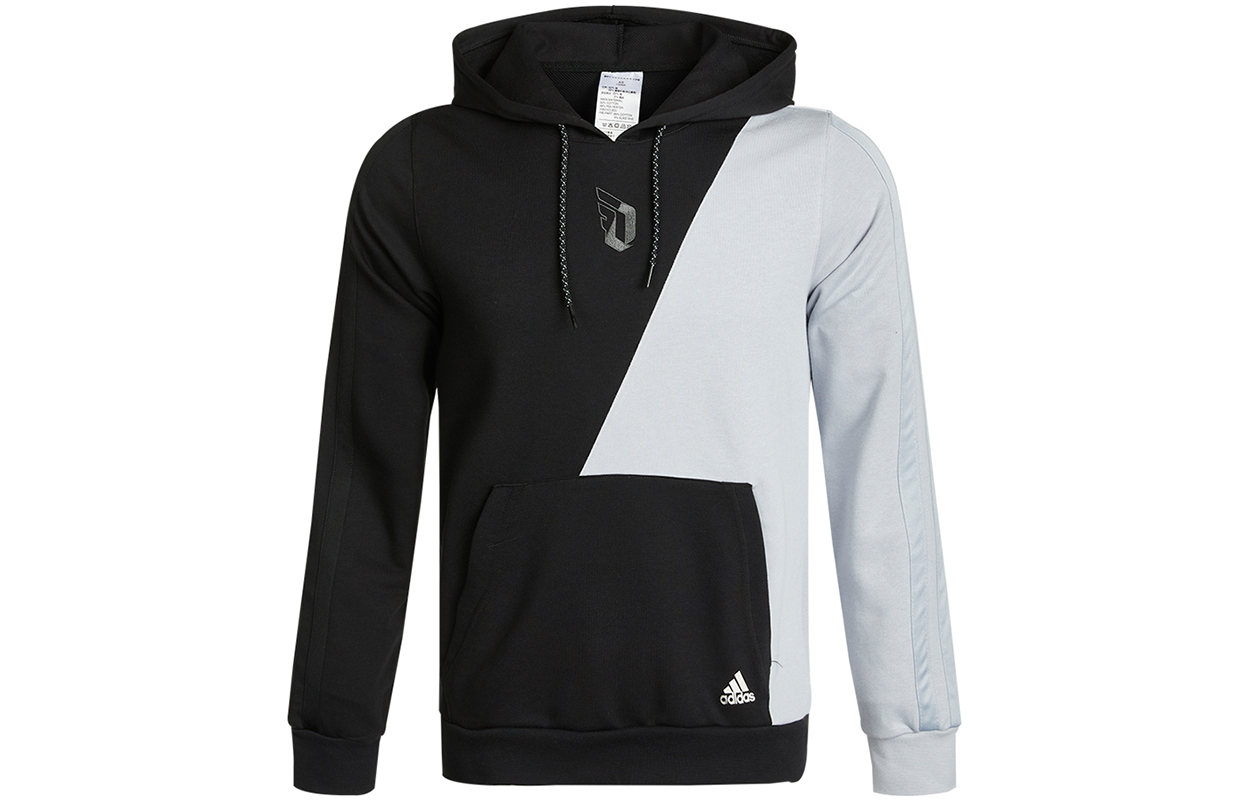 adidas Dame Vis Hood Pullover Hoodie Black Gray Colorblock Casual Style GT0216