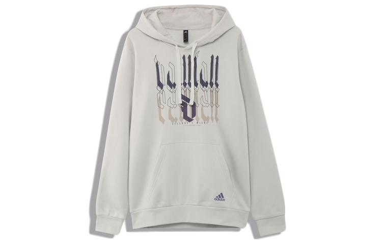 adidas Dame White Alphabet Print Drawstring Hoodie White GE1067
