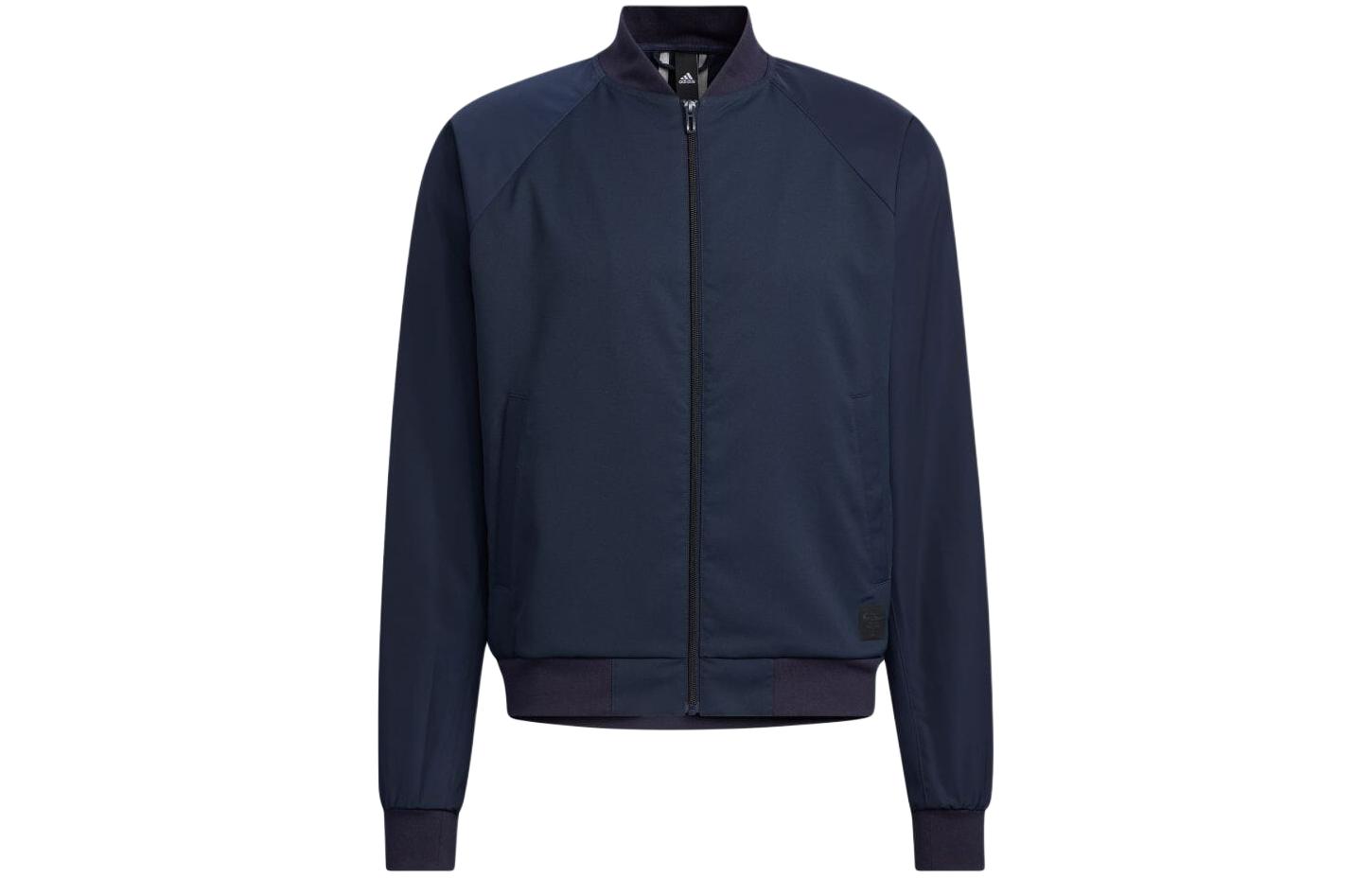 adidas Dark Blue Pilot Jacket - Solid Zip-Up Stand Collar Long-Sleeve IA9406