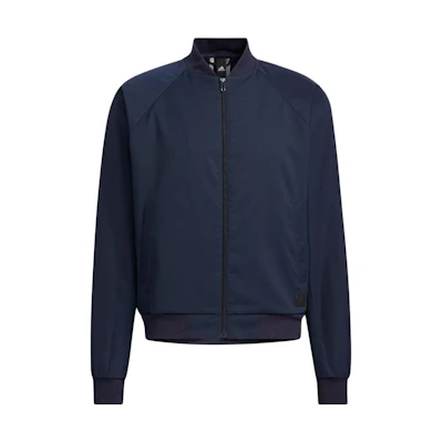 adidas Dark Blue Pilot Jacket - Solid Zip-Up Stand Collar Long-Sleeve IA9406