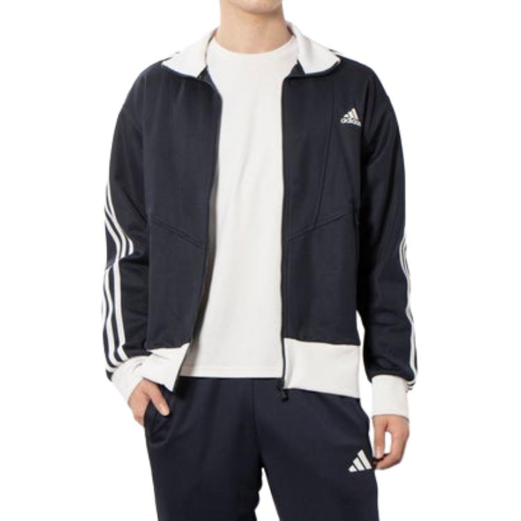 adidas Dark Zip-Up Striped Track Jacket with Polo Collar IX2723