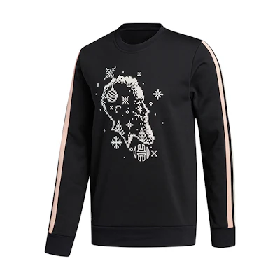 adidas Decorate CR Black Sports Striped Crewneck Sweatshirt GU0507