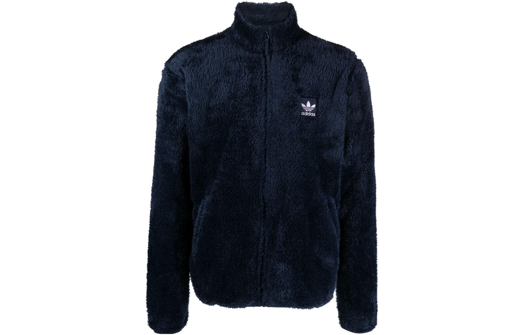 adidas Deep Navy Faux Fur Zip-Up Jacket with High Collar IB2019