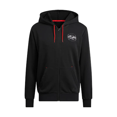 adidas Derrick Rose Black Basketball Hoodie Jacket with Side Letter Prints HH8945