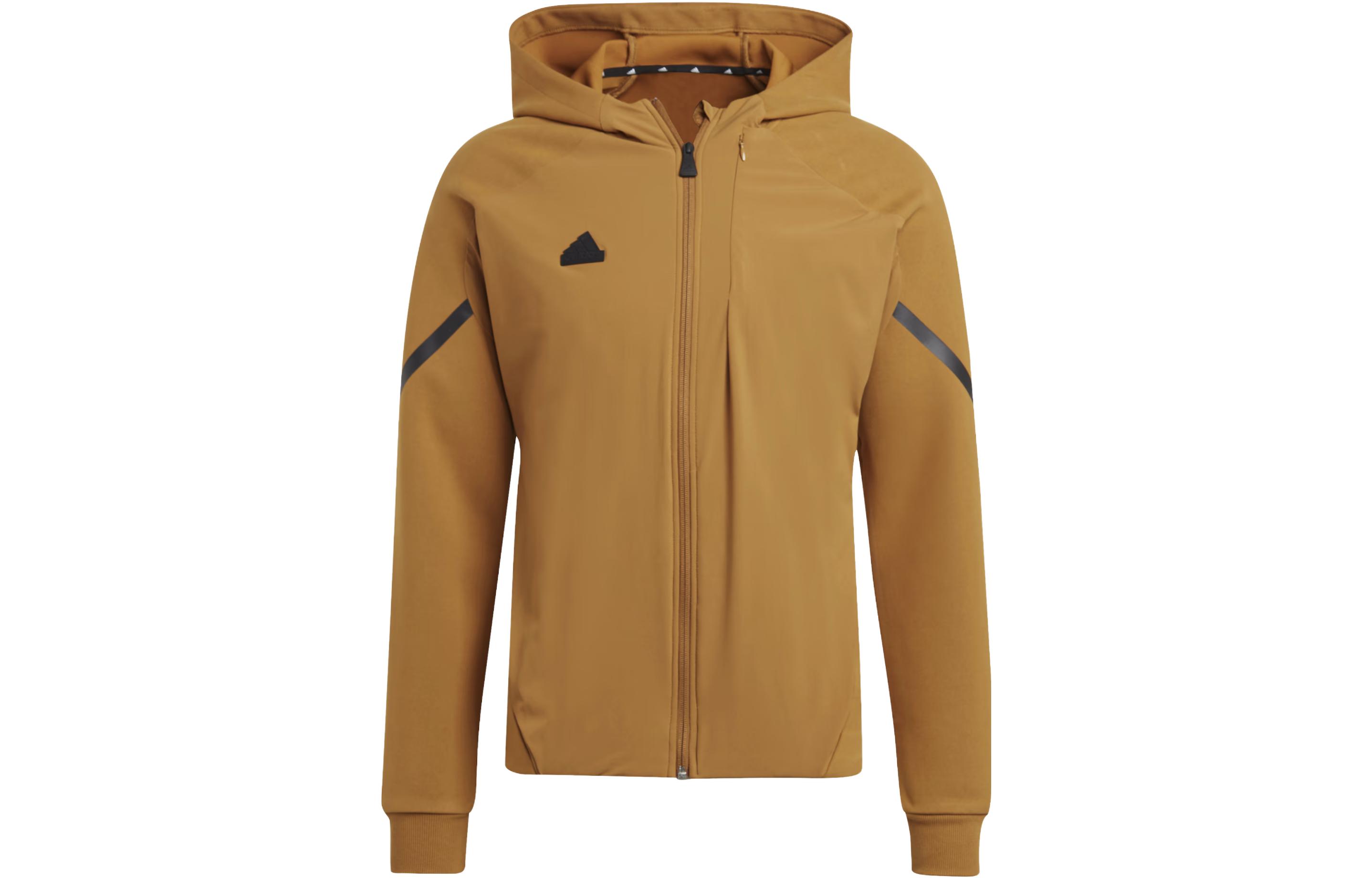 adidas Designed 4 Gameday Premium Full-Zip Hoodie Jacket Yellow Brown Mens IC8043