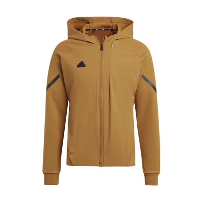 adidas Designed 4 Gameday Premium Full-Zip Hoodie Jacket Yellow Brown Mens IC8043