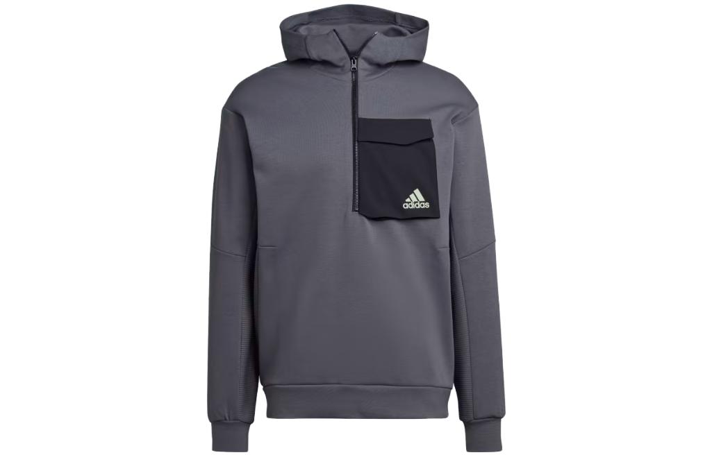 adidas Designed For Gameday Logo Hoodie Grey Casual Sweatshirt HN0409
