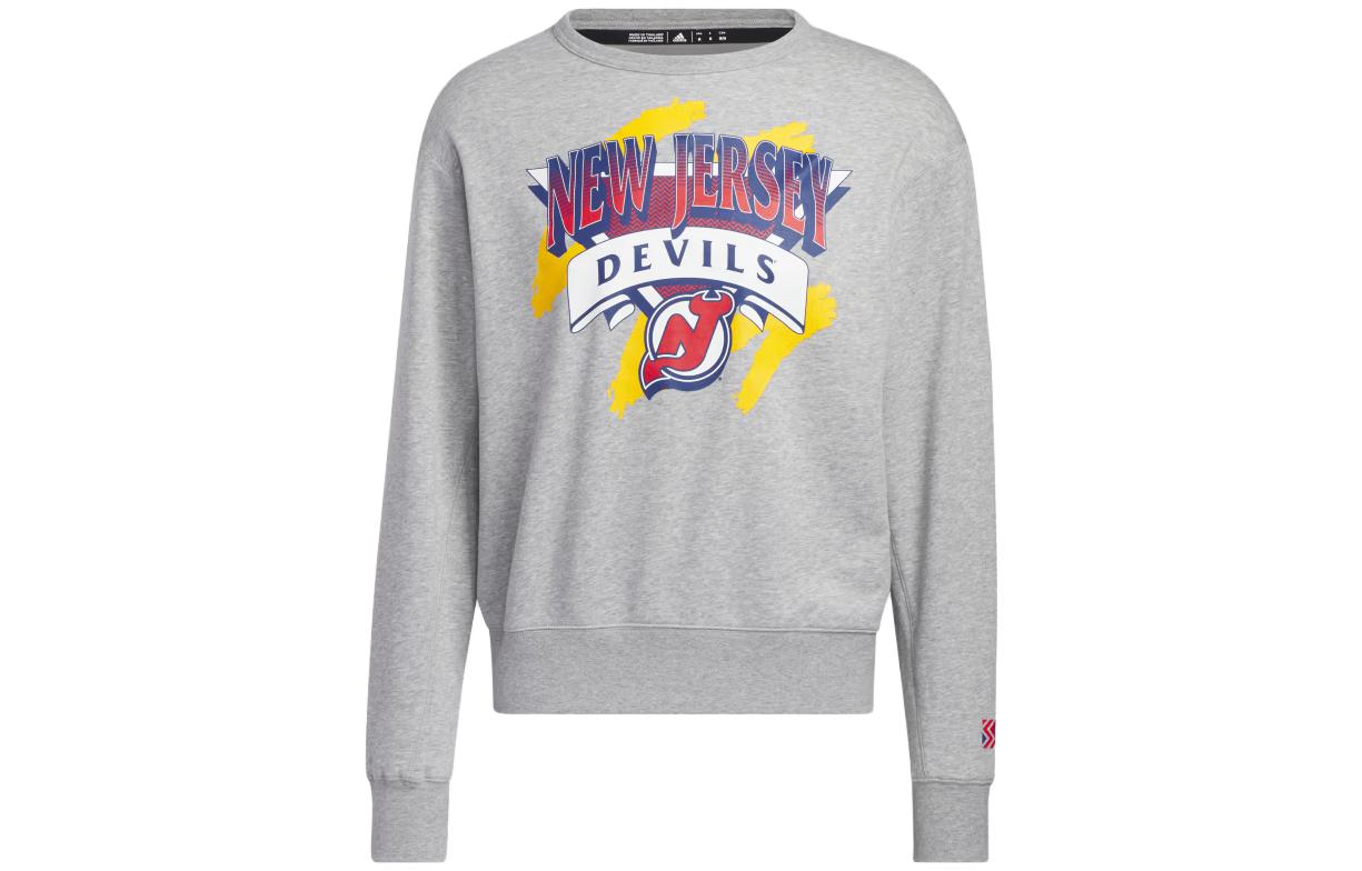 adidas Devils Vintage Crew Grey Sweatshirt Loose Fit Letter Print Long Sleeve HN6393