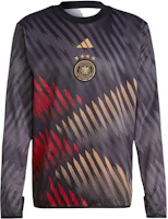 adidas DFB Pre Warm-Top Striped Logo Print Football Pullover - Black HC1285 adidas DFB Pre Warm-Top Striped Logo Print Football Pullover - Black HC1285